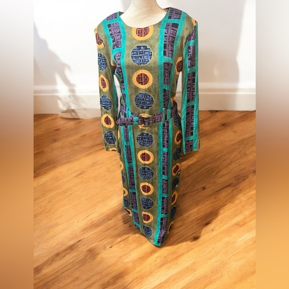 L. Fox Women’s Dress, Multicolored Size 16 %100 Rayon. Belt not included - Picture 5 of 6